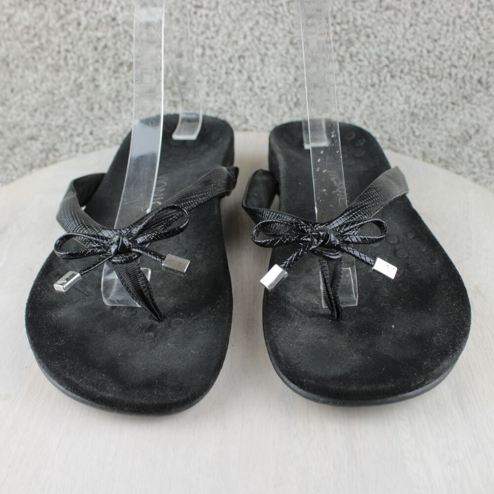 Vionic Bella II Black Lizard Print Bow Orthotic Sandals Womens 9 - Picture 2 of 7
